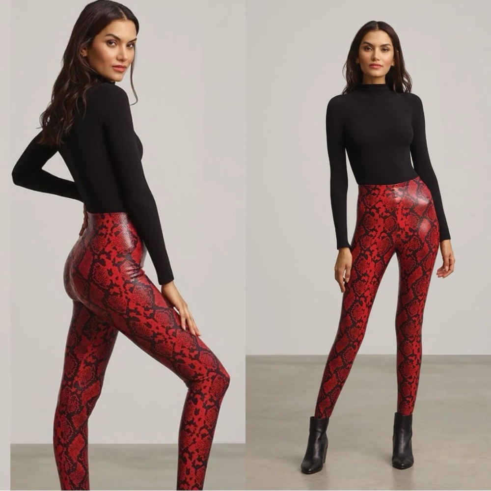 Commando Red Snakeprint High-Rise Leggings